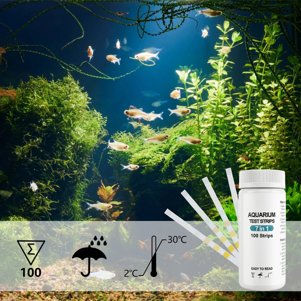 100Pcs 7-in-1 Aquarium Water Test Strips – Fish Tank Kit Aquarium Test Strips Richie's