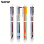 4-Pack Six-Color Transparent Ballpoint Pens – School Supplies Ballpoint Pen Set Richie's