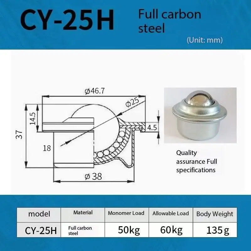 5pcs SUS304 Stainless Steel Ball Roller Universal Caster CY-H Ball Transfer Caster Richie's CY-25H Carbon Steel 5pcs