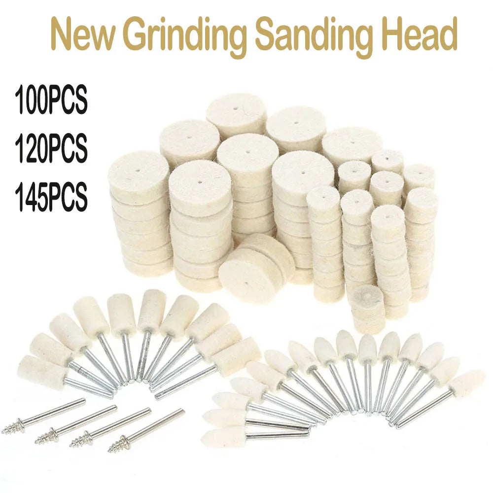 Wool Felt Polishing Wheel Set 100/120/145Pcs – 3mm Rotary Tool Polishing Wheel Set Richie's