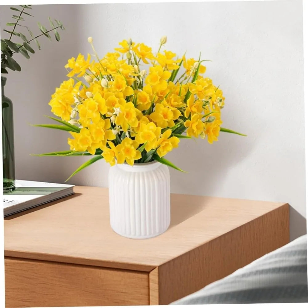 10-Head Yellow Artificial Daffodils – Realistic Faux Floral Decor Artificial Flowers Richie's