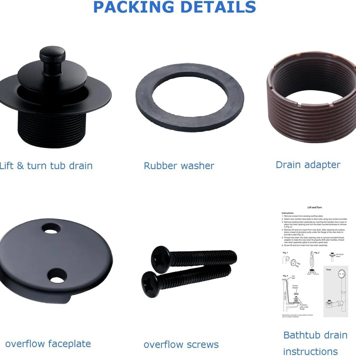 American Pull-Out Bathtub Drain Set with Overflow | Zinc Alloy Bathtub Drain Set Richie's