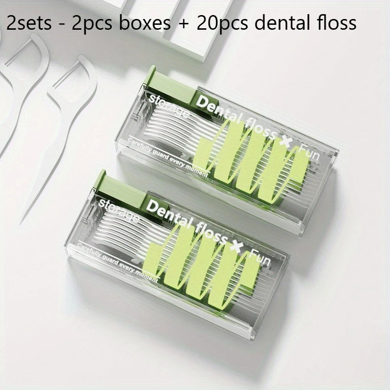 Pop-Up Dental Floss Dispenser Box with 10 Floss Sticks Dental Floss Dispenser Richie's 2sets - Green
