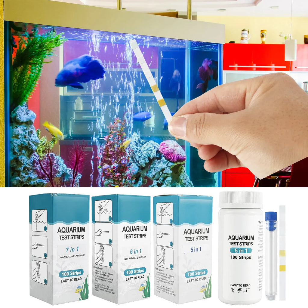 100Pcs 7-in-1 Aquarium Water Test Strips – Fish Tank Kit Aquarium Test Strips Richie's