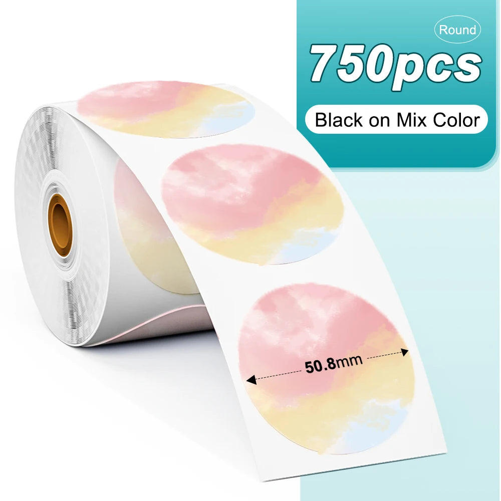 Phomemo 1000pcs Round Thermal Shipping Labels Rainbow Stickers Thermal Shipping Labels Richie's 750pcs HR