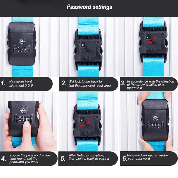 Adjustable Luggage Strap with 3-Digit Combination Lock Luggage Strap Richie's