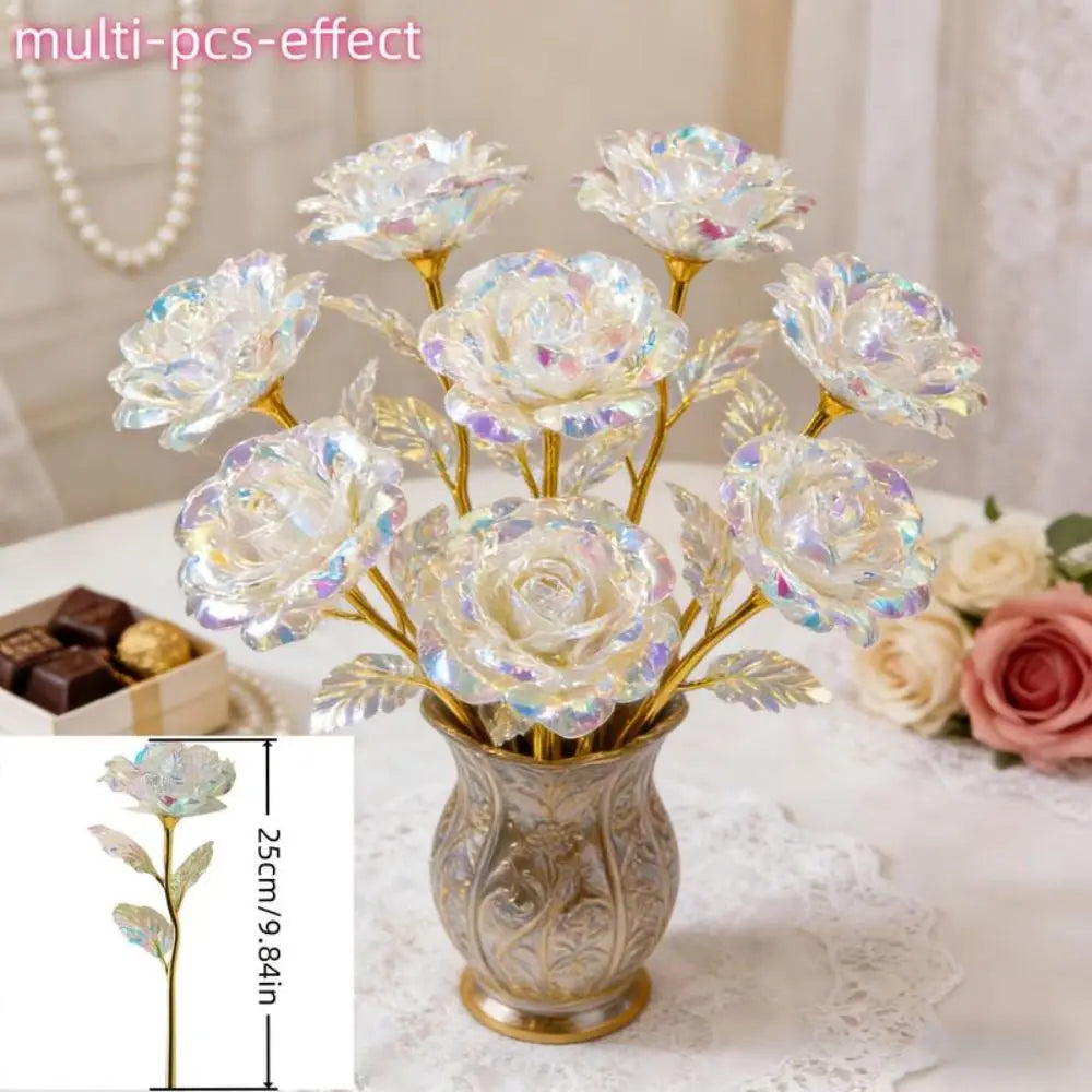 6 Pcs Gold Leaf Eternal Artificial Crystal Roses – Bouquet Gift Artificial Flowers Richie's