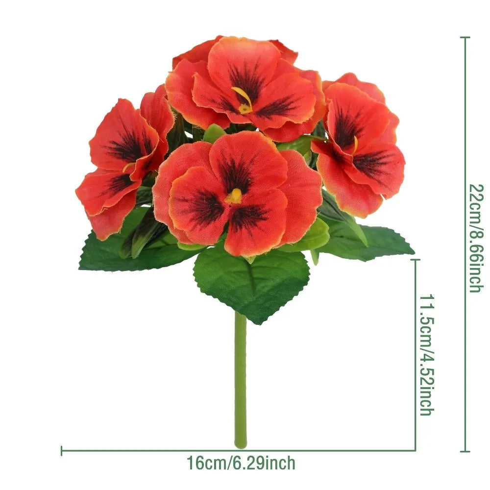 Silk Artificial Pansy Flowers Faux Rose Bouquet – DIY Home Decor Artificial Flowers Richie's 01-Red