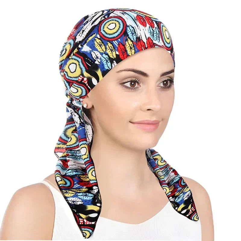 Women's Printed Turban Hat Pre-Tied Head Scarf Cotton Hijab Turban Head Scarf Richie's 07