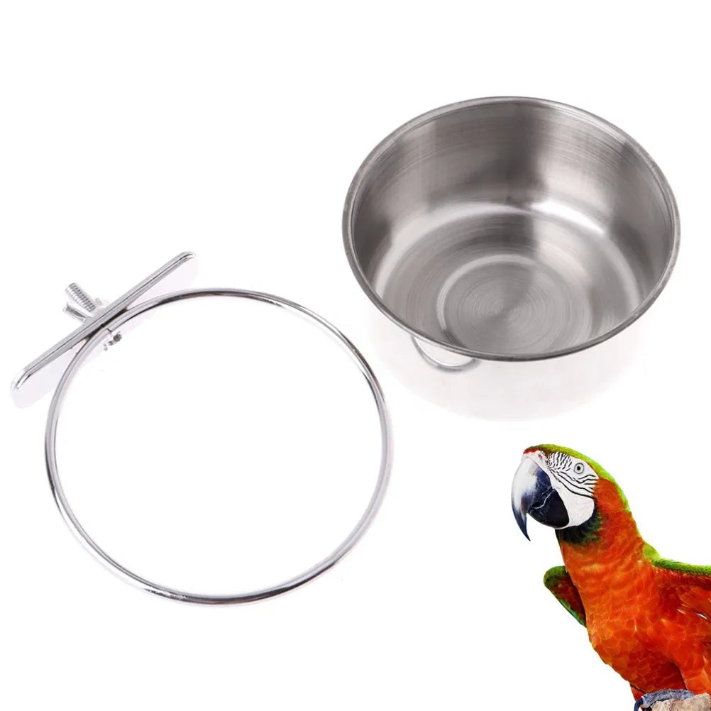 Stainless Steel Parrot Bird Feeding Bowl – 10cm Cage Food Dish Bird Feeding Bowl Richie's