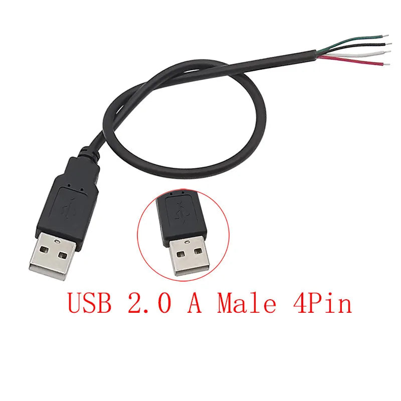 USB Connector Cable Micro USB Type C USB 2.0 A Male Female DIY USB Connector Cable Richie's USB Male 4Pin 1M 1Pcs