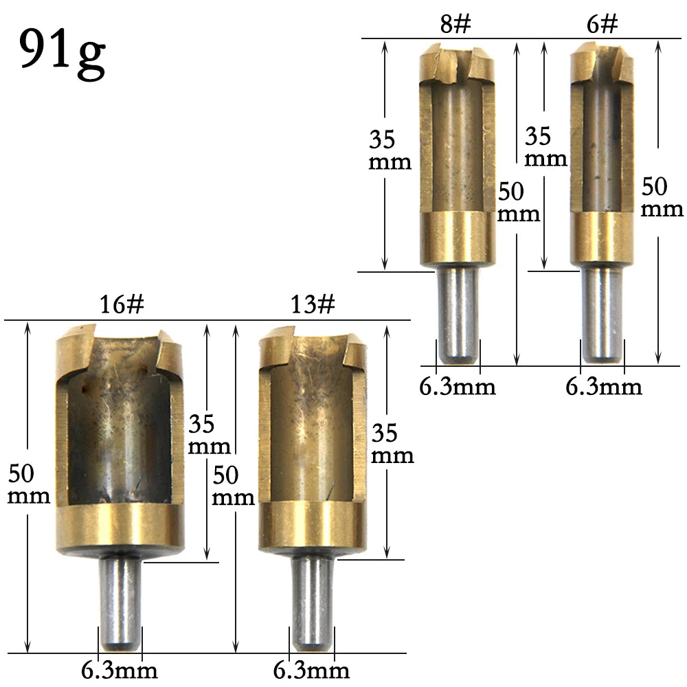 Titanium Plug Cutter Set 6–16mm | 4-Piece Wood Drill Bits Wood Plug Cutter Set Richie's