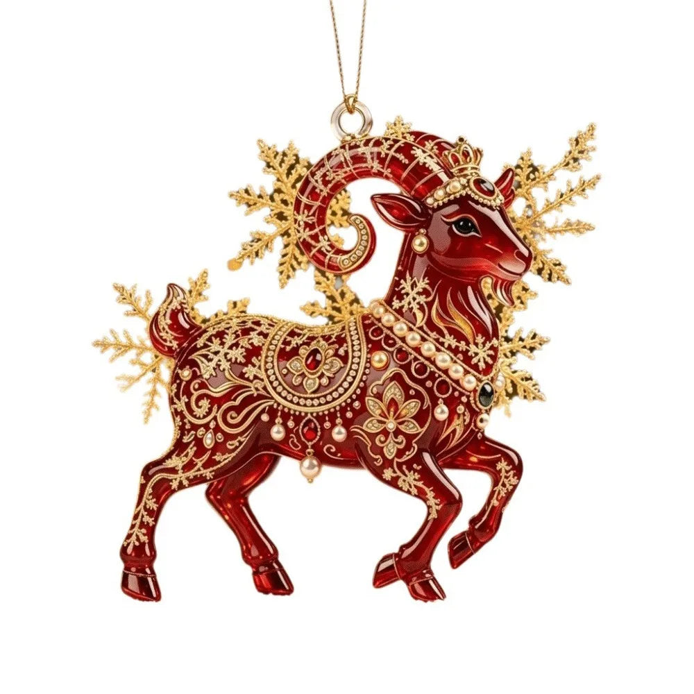 Acrylic Zodiac Ram Christmas Ornament – Red & Gold Angel Wings Christmas Ornament Richie's 1