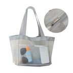 Large Mesh Shoulder Bag – Travel, Beach & Makeup Tote Mesh Shoulder Tote Richie's Zipper-Grey