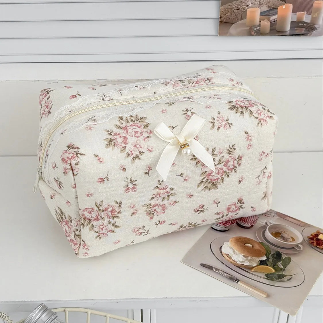 Floral Cosmetic Bag Large Capacity Travel Toiletry Makeup Pouch Cosmetic Toiletry Bag Richie's