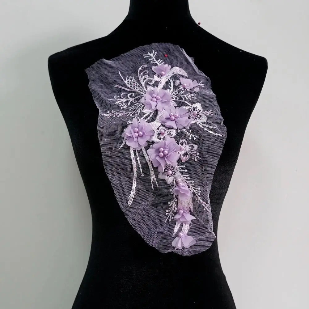 3D Sequined Flower Embroidery Patch – DIY Floral Lace Applique Embroidery Applique Patch Richie's