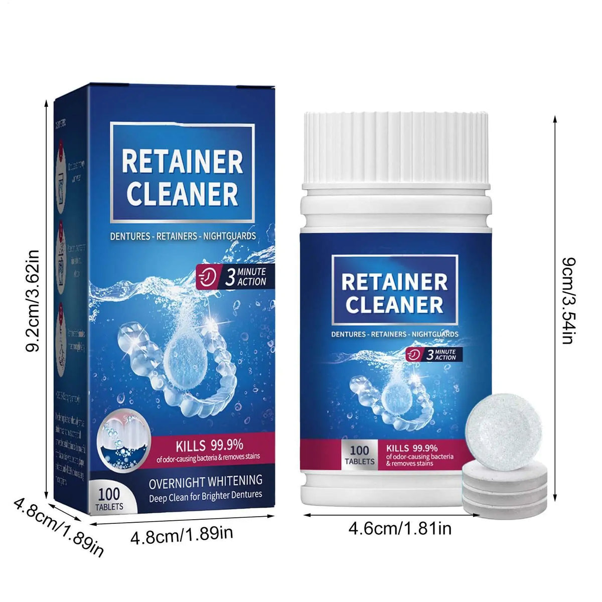 Denture Cleaning Tablets 100 Count – Retainer & False Tooth Cleanser Denture Cleaner Tablets Richie's