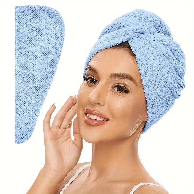Microfiber Hair Towel Wrap – Quick Dry Turban for All Hair Types Microfiber Hair Towel Richie's Blue