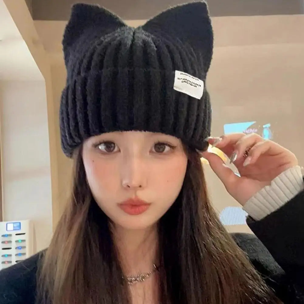 Cat Ear Beanie Hat for Women – Cute Warm Knit Winter Cap Knit Beanie Hat Richie's