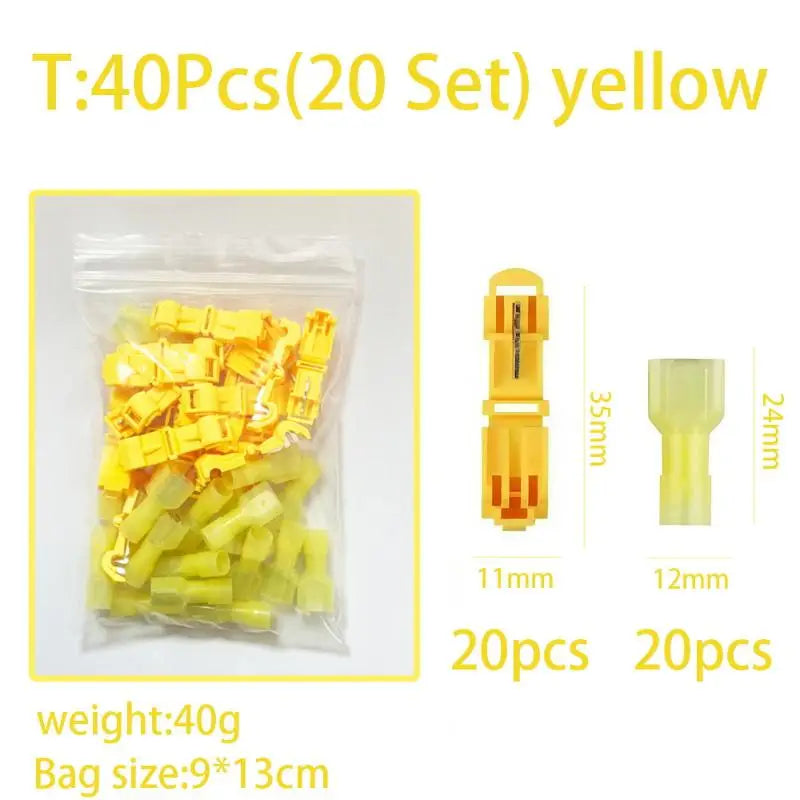 T-Tap Wire Connectors 60pcs Self-Stripping Quick Splice Kit Wire Splice Connectors Richie's Yellow