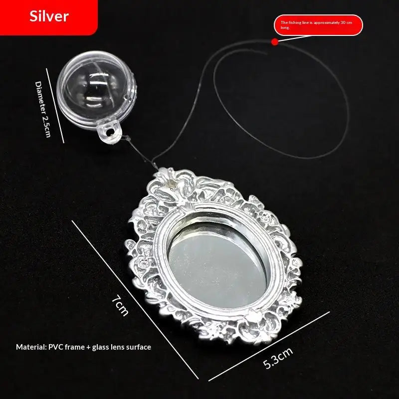 Floating Betta Fish Mirror Ornament – Vintage Retro Frame Aquarium Fish Toy Richie's Silver