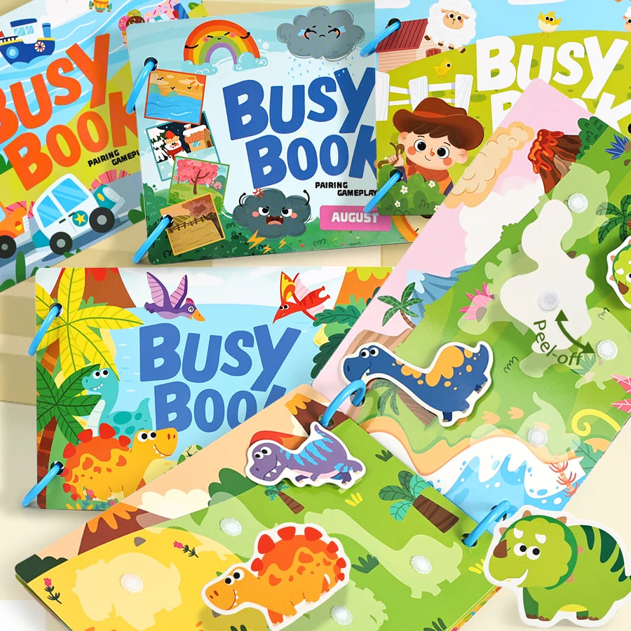 Toddler Busy Book Learning Toy – Farm, Dinosaur & Vehicles Educational Busy Book Richie's