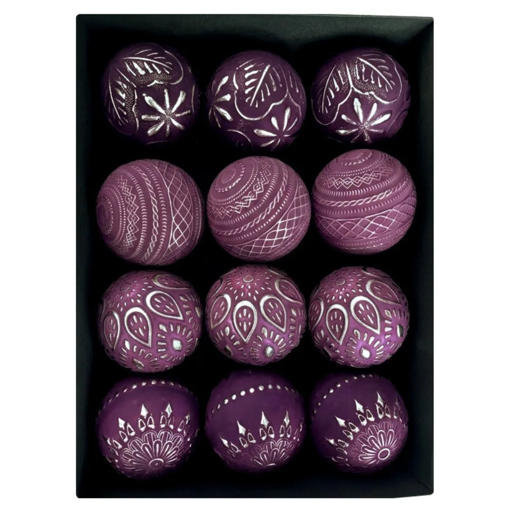 12 Antique-Style Christmas Ball Ornaments – Classic 8cm Baubles Christmas Tree Ornaments Richie's 4 8cm