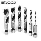 6-Pc HSS Brad Point Stubby Drill Bit Set – 1/4" Hex Shank Wood Drill Bit Set Richie's
