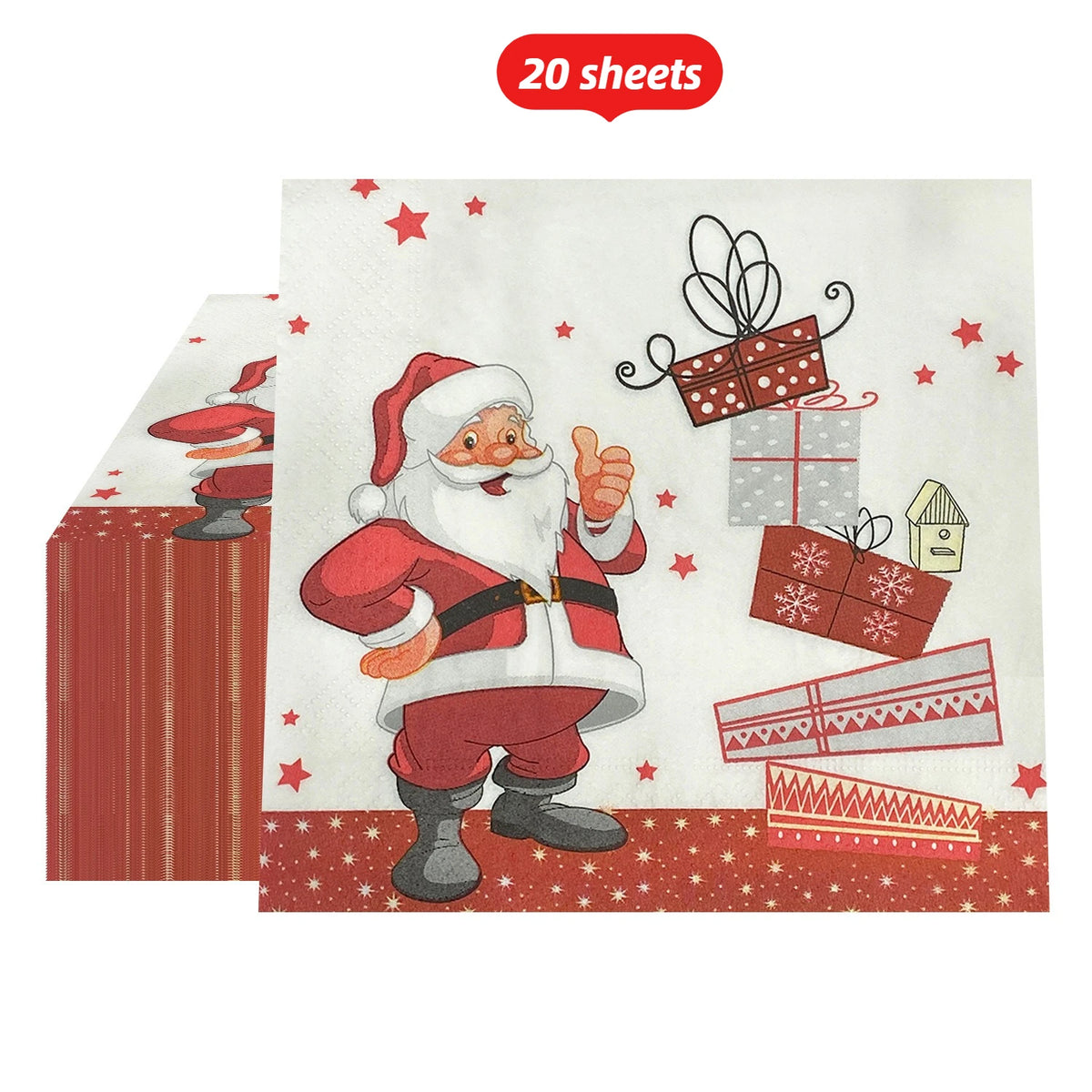 Christmas Disposable Napkins – Santa Print, 20/40/60 Pack Disposable Party Napkins Richie's 20 sheets