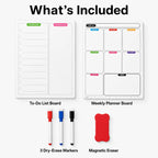 6-Piece Magnetic Fridge Weekly Planner & Dry Erase Board Set Dry Erase Planner Set Richie's