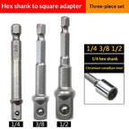 Chrome Vanadium Socket Adapter Set 1/4" 3/8" 1/2" Hex Shank Socket Adapter Set Richie's 65mm 3pieces