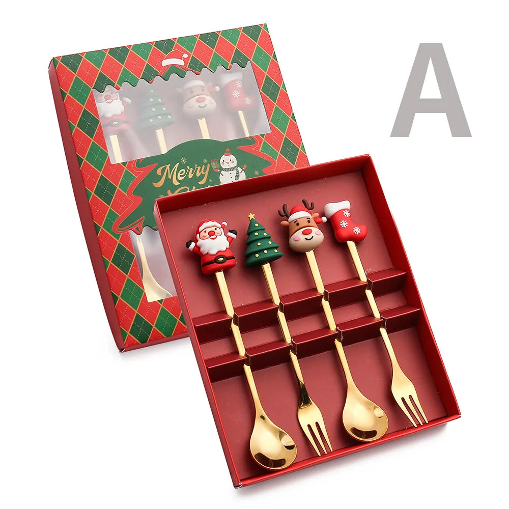 4pcs Christmas Doll Coffee Spoon Set | Stainless Steel Mixing Holiday Spoon Set Richie's A 4pcs