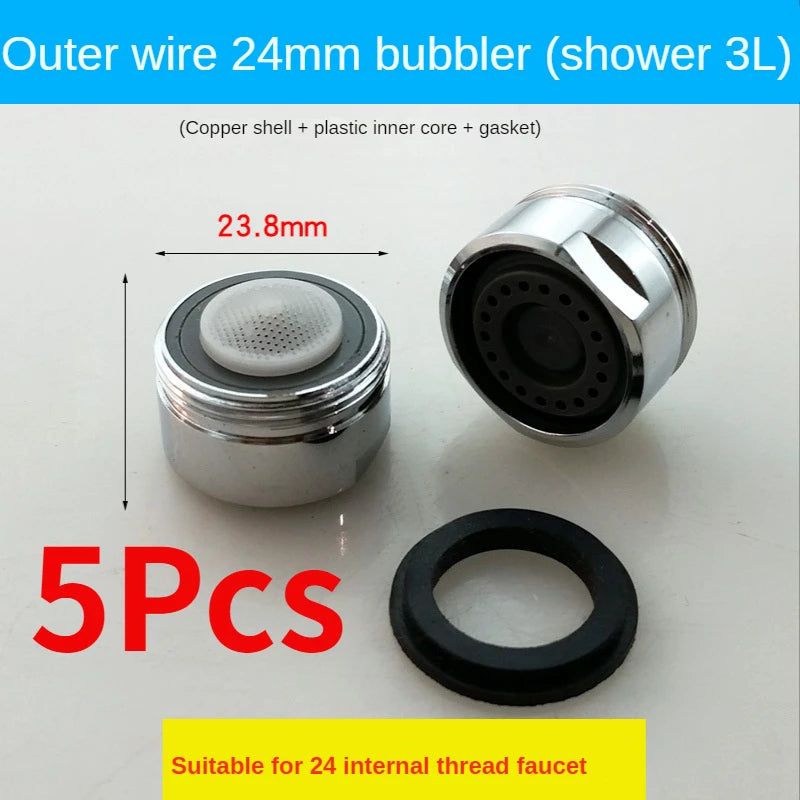 5-Pack Brass Water Saving Faucet Aerator Bubbler Splash Guard Faucet Aerator Richie's 3L-minute-24MM