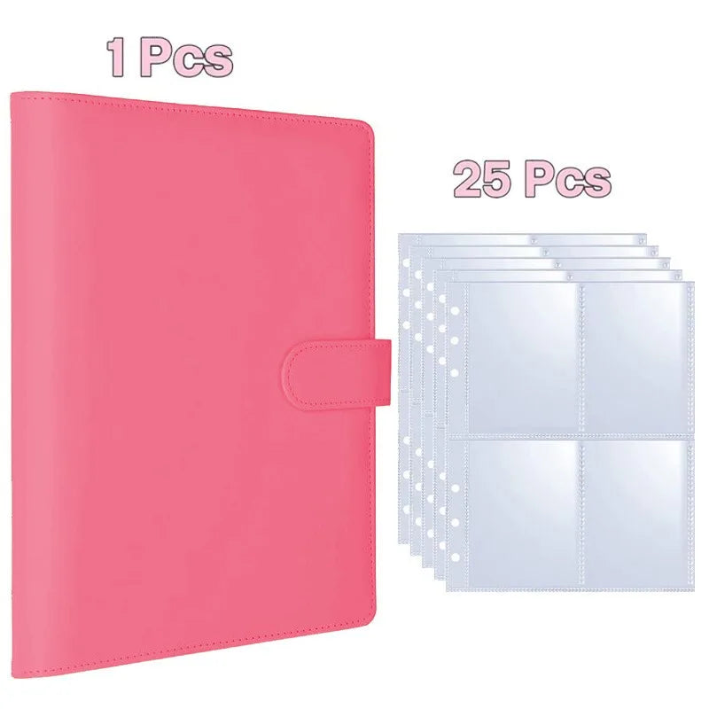 A5 Kpop Photocard Binder 25 Pages PU Leather Photo Album Photocard Binder Album Richie's Rose pink