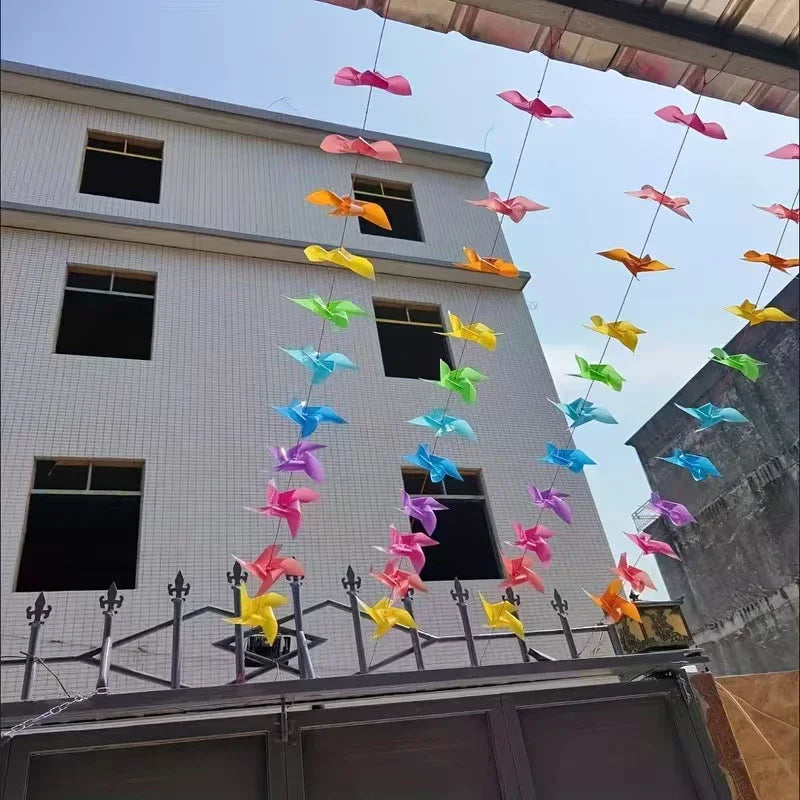 100Pcs Plastic Pinwheels Decorative Windmill Set + 30M Rope Garden Pinwheel Set Richie's