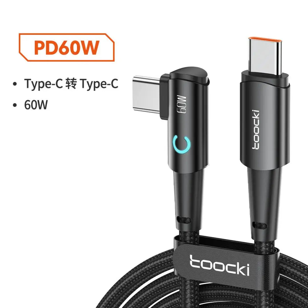 L-Shape USB-C Cable 100W PD Fast Charging LED – 1M Right Angle USB-C Charging Cable Richie's 60W 1m