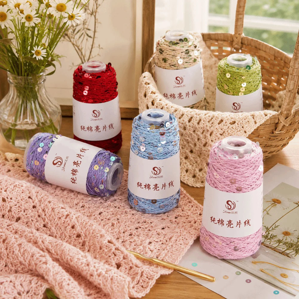 Sequin Bead Hand Knitting Yarn – Sparkle DIY Craft Thread Knitting Yarn Richie's