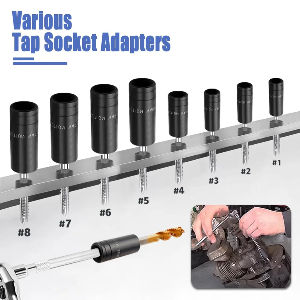 8-Piece Thread Tap Socket Set 1/4" & 3/8" Drive Adapter Kit Tap Socket Set Richie's