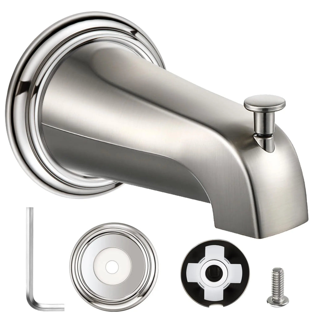 Bathtub Faucet Nozzle with Diverter – 1/2" Sliding Sleeve Bathtub Faucet Nozzle Richie's BN brushed color