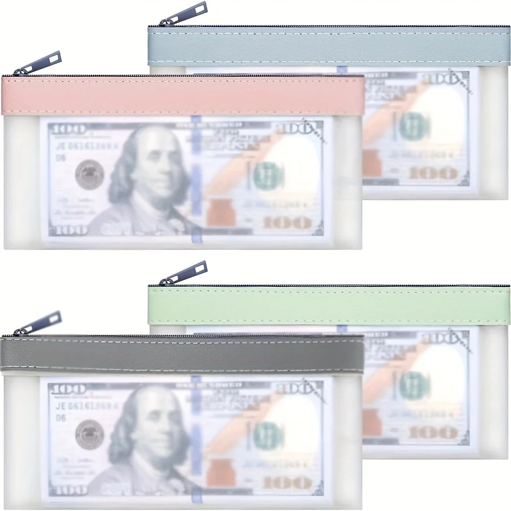 Zippered Money Pouch PVC Cash Bag for Coins, Bills & Office Zippered Money Pouch Richie's