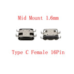 10Pcs USB 3.1 Type-C Female 16-Pin Mid Mount Solder Connector PCB Solder Connector Richie's