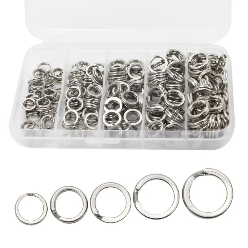 200PCS Stainless Steel Fishing Split Rings 5-Size Lure Connector Set Fishing Split Rings Richie's