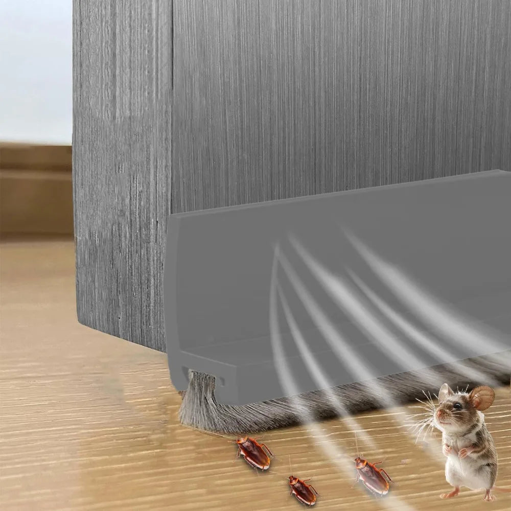Self-Adhesive Door Draft Stopper Brush Seal Strip | Soundproof Door Seal Strip Richie's Grey-30MM