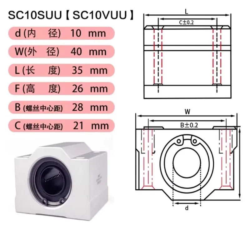SCS Linear Ball Bearing Block 6–16mm | CNC Shaft Rod Parts Linear Bearing Block Richie's