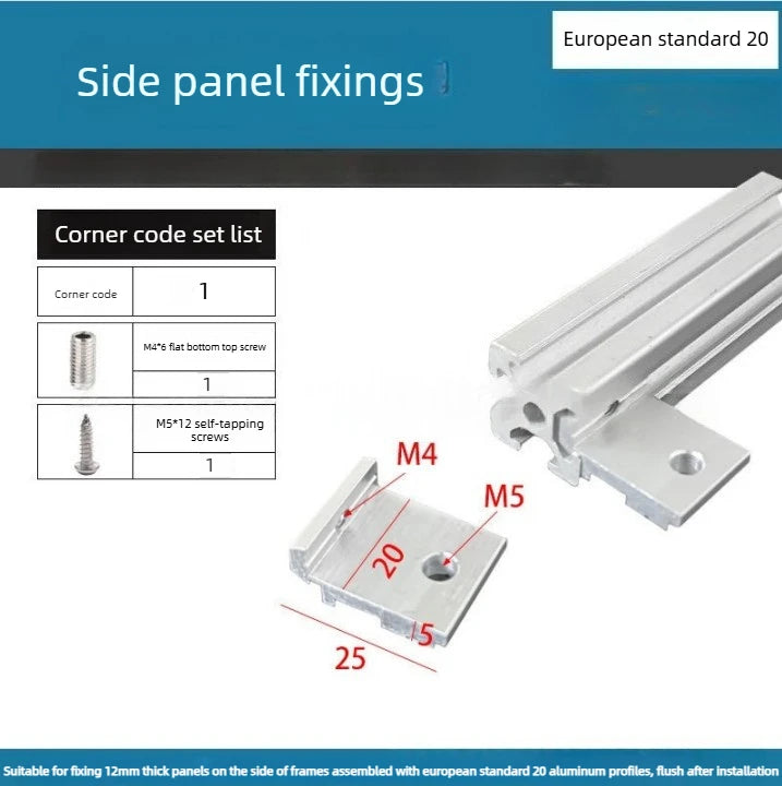 4PCS Aluminum Profile Side Panel Brackets 2020/3030/4040 Aluminum Profile Brackets Richie's EU2020 suit-4pcs