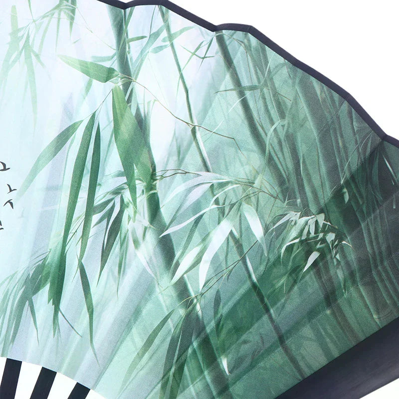 Double-Sided Silk Bamboo Folding Fan – Chinese Hanfu Style Decorative Folding Fan Richie's