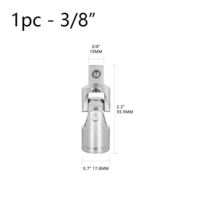 Universal Joint Socket Set 1/4" 3/8" 1/2" CrV Steel Swivel Adapter Socket Adapter Set Richie's 3-8 one piece