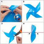 100Pcs Plastic Pinwheels Decorative Windmill Set + 30M Rope Garden Pinwheel Set Richie's