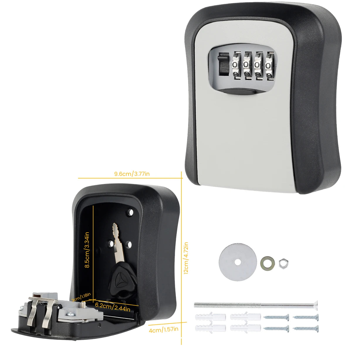 Wall-Mount Combination Key Storage Box – Weatherproof Safe Key Lock Box Richie's Secret Code B2