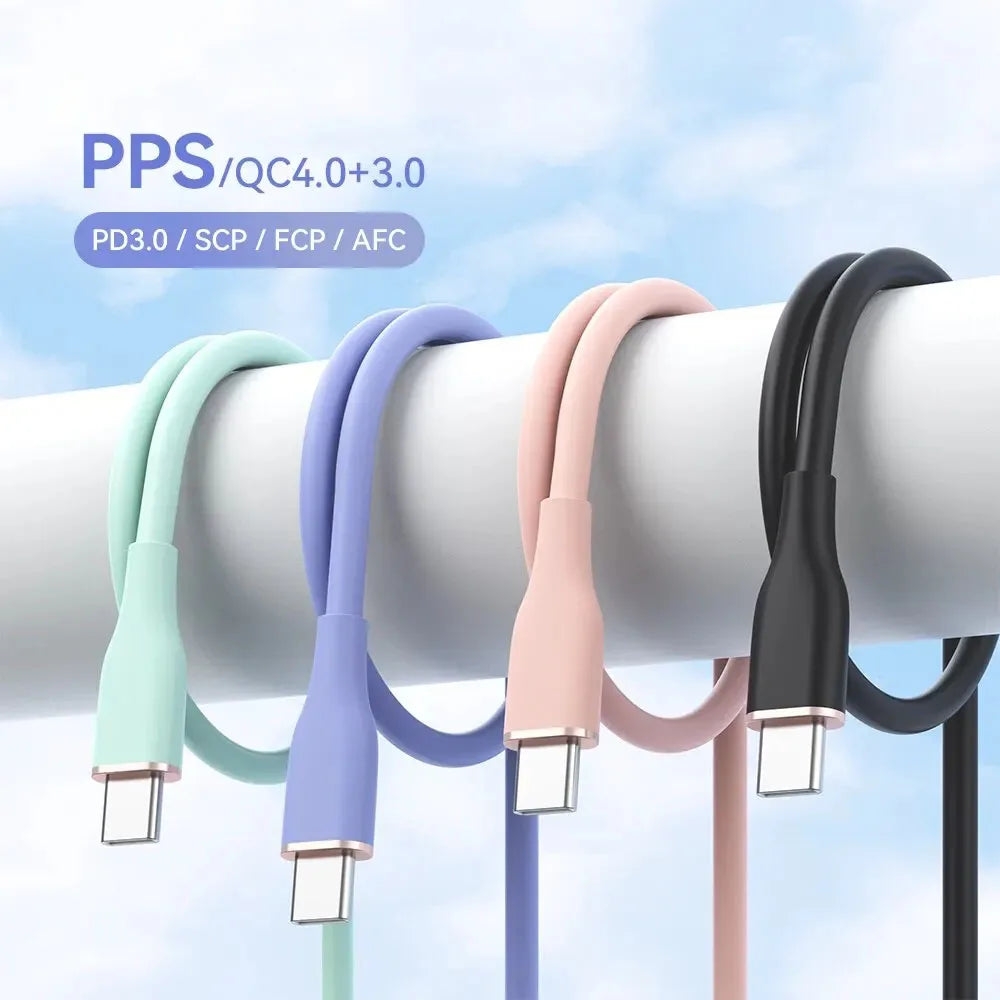 1.2M Silicone USB-C to USB-C Fast Charging Cable Macaron Colors USB-C Charging Cable Richie's